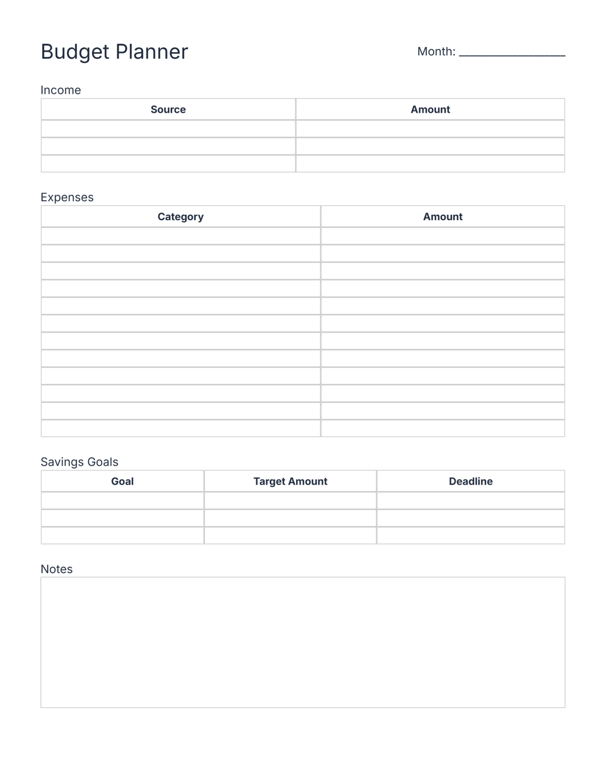Budget Planner Preview